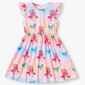 Colorful Care Bear Print Kids Dress